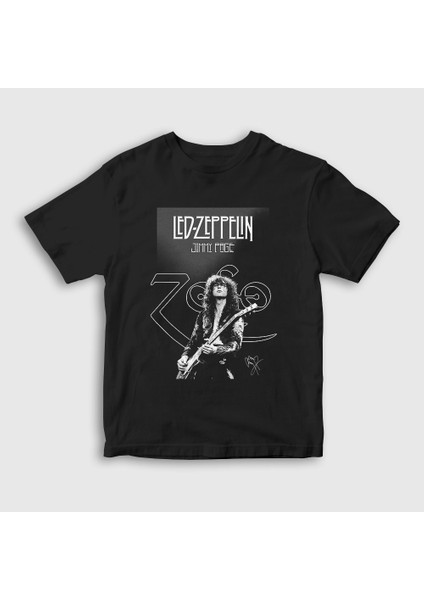 Çocuk Siyah Jimmy Page LED Zeppelin T-Shirt