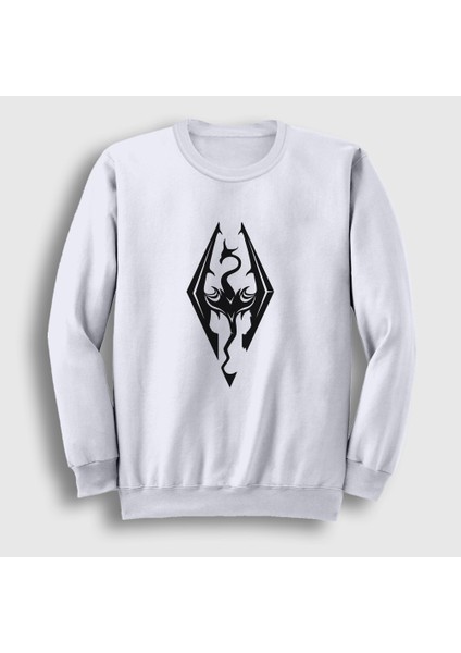 Unisex Beyaz Skyrim Oyun The Elder Scrolls V Sweatshirt