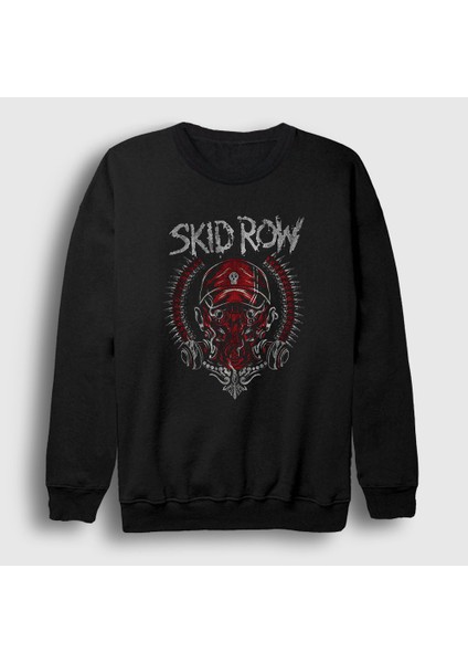 Unisex Siyah Gas Mask Skid Row Sweatshirt