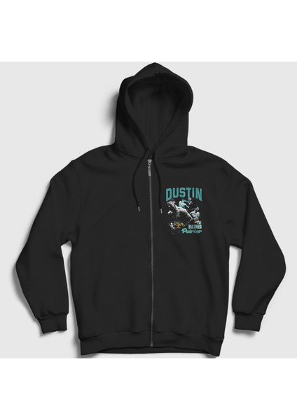 Unisex Siyah The Diamond Ufc Mma Dustin Poirier Fermuarlı Kapüşonlu Sweatshirt