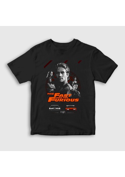 Çocuk Siyah Paul Walker Fast And Furious Hızlı ve Öfkeli T-Shirt