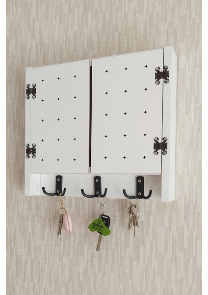 35 x 40 cm Yıldız Desenli Beyaz Geniş Dekoratif Sigorta Saklama Kutusu! Elektrik Pano Düzenleyici!