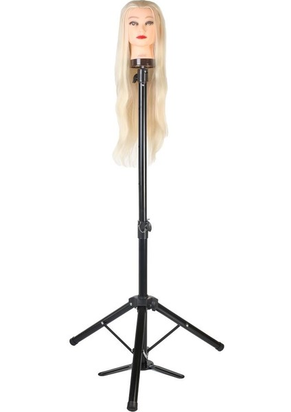 Kuaför Eğitim Mankeni Için Ayaklı Metal Tripod - Siyah + Taşıma Çantası