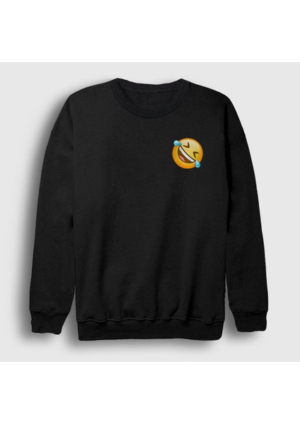 Unisex Siyah Gülmekten Gözünden Yaş Gelen Emoji Instagram Sweatshirt