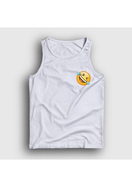 Unisex Beyaz Gülmekten Gözünden Yaş Gelen Emoji Instagram Atlet