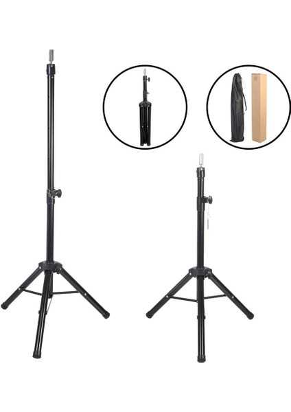Kuaför Eğitim Mankeni Için Metal Tripod - Siyah + Taşıma Çantası