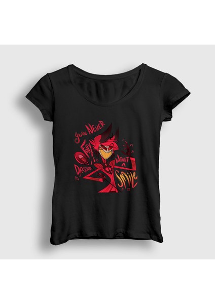 Kadın Siyah Alastor Hazbin Hotel T-Shirt