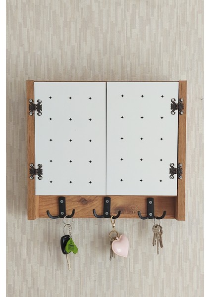 35 x 40 cm Yıldız Desenli Ceviz Geniş Dekoratif Sigorta Saklama Kutusu! Anahtarlıklı Sigorta Kutusu! Elektrik Pano Düzenleyici!