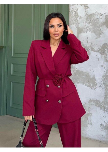 Kadın Gül Kemer Detaylı Palazzo Takım Elbise fırsatları