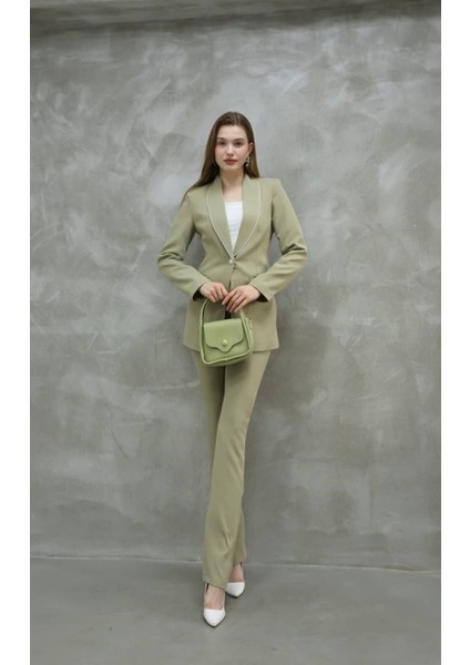 Blazer-Ceket-Pantolon-Alt Üst Takım Tek Düğmeli Cepli