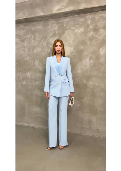 Blazer Ceket Pantolon Takım Çift Cepli