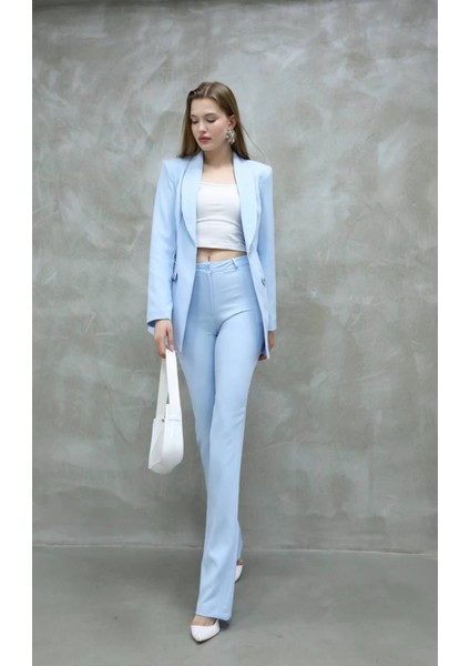Blazer-Ceket-Pantolon-Alt Üst Takım Tek Düğmeli Cepli