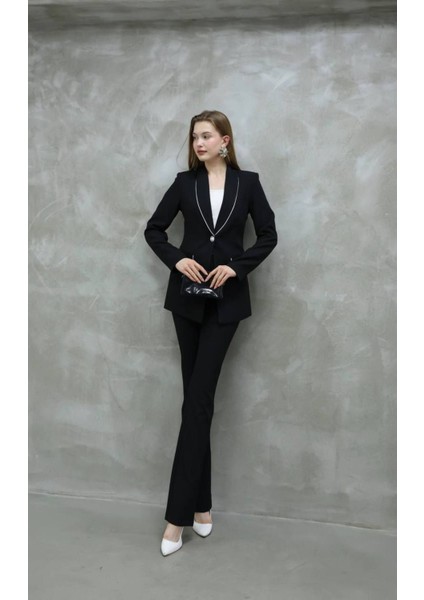 Blazer-Ceket-Pantolon-Alt Üst Takım Tek Düğmeli Cepli