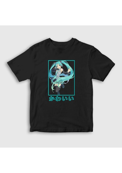 Çocuk Siyah Miku Hatsune T-Shirt
