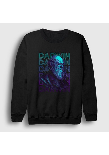 Unisex Siyah Evolution Evrim Charles Darwin Sweatshirt