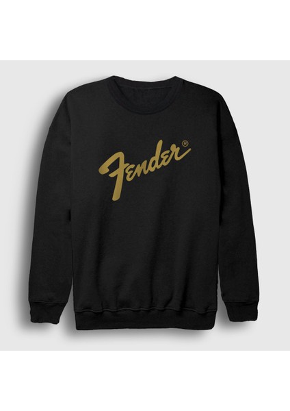 Unisex Siyah Logo Fender Gitar Gitarist Sweatshirt