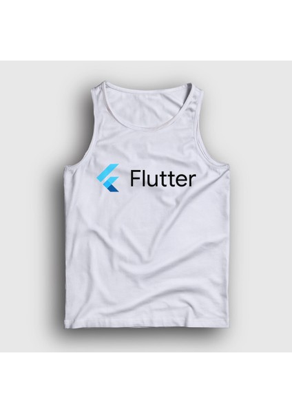 Unisex Beyaz Logo Flutter Yazılım Programlama Atlet