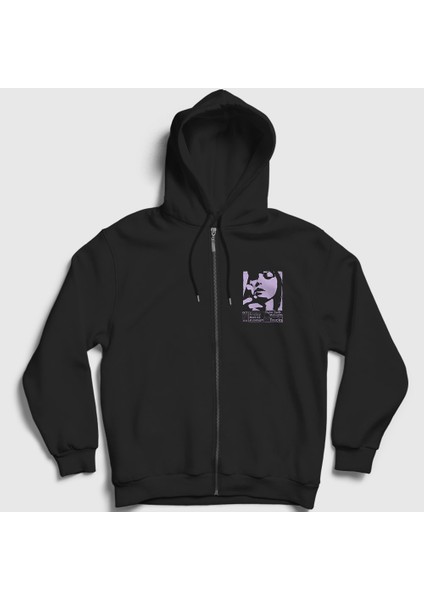 Unisex Siyah Midnights Taylor Swift Fermuarlı Kapüşonlu Sweatshirt