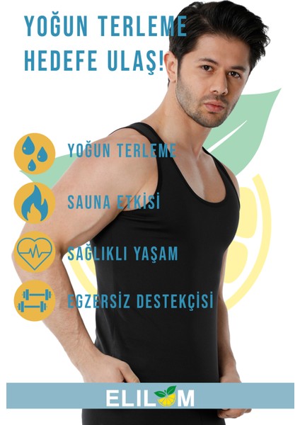 Sauna Termal Atlet - Hızlı Terleme, Vücut Şekillendirici (Siyah - Elenar)
