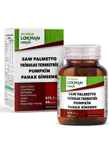 Saw Palmetto Cüce Palmiye, Tribulus Terrestris - Demir Dikeni, Kabak Çekirdeği Tohumu, Panax Ginseng fiyatları