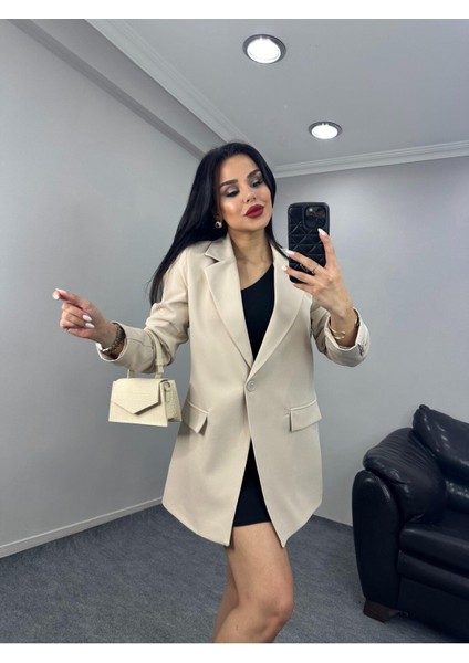 Kadın Tek Düğmeli Blazer Ceket