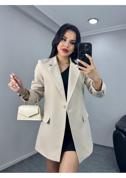 Kadın Tek Düğmeli Blazer Ceket