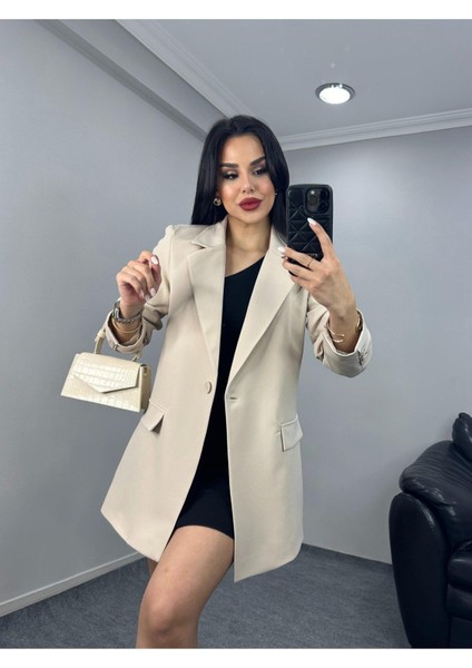 Kadın Tek Düğmeli Blazer Ceket