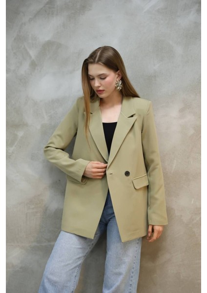 Kadın Tek Düğmeli Blazer Ceket