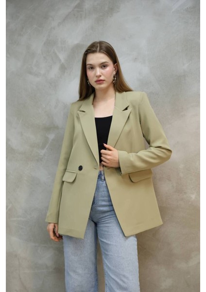 Kadın Tek Düğmeli Blazer Ceket
