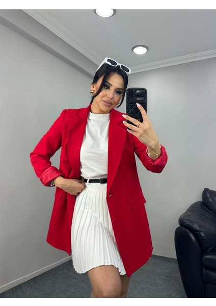 Kadın Tek Düğmeli Blazer Ceket