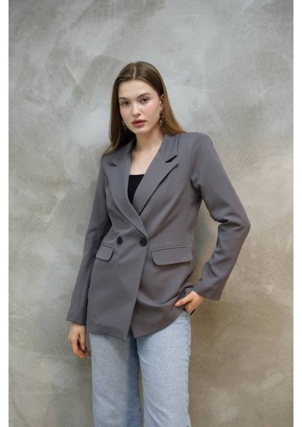 Kadın Tek Düğmeli Blazer Ceket