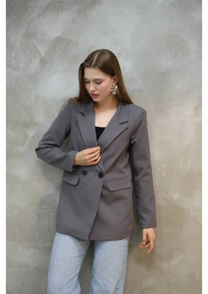 Kadın Tek Düğmeli Blazer Ceket