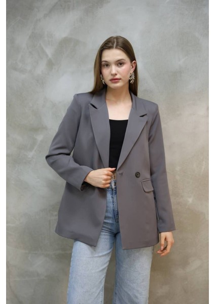 Kadın Tek Düğmeli Blazer Ceket
