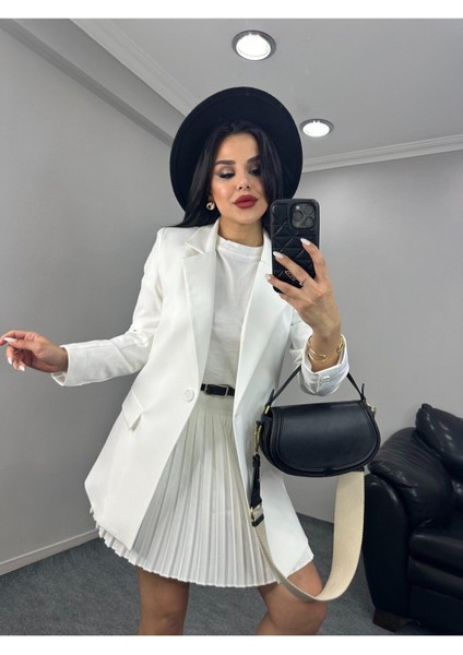Kadın Tek Düğmeli Blazer Ceket