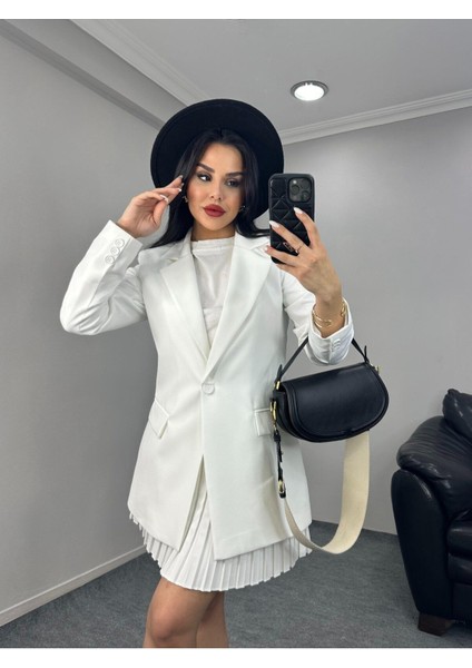 Kadın Tek Düğmeli Blazer Ceket