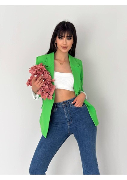 Kadın Beyaz Astarlı Blazer Ceket Kol Içi Çizgili Katlama Detaylı Katlamalı fiyatları