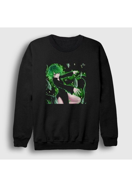 Unisex Siyah Tatsumaki Anime One Punch Man Sweatshirt