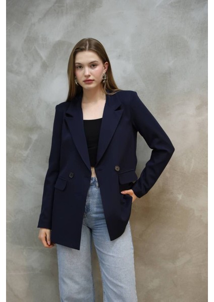 Kadın Tek Düğmeli Blazer Ceket