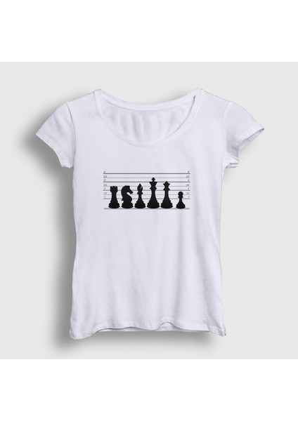 Kadın Beyaz Chess Satranç Usual Suspects T-Shirt