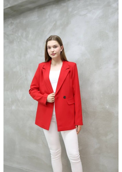 Kadın Tek Düğmeli Blazer Ceket