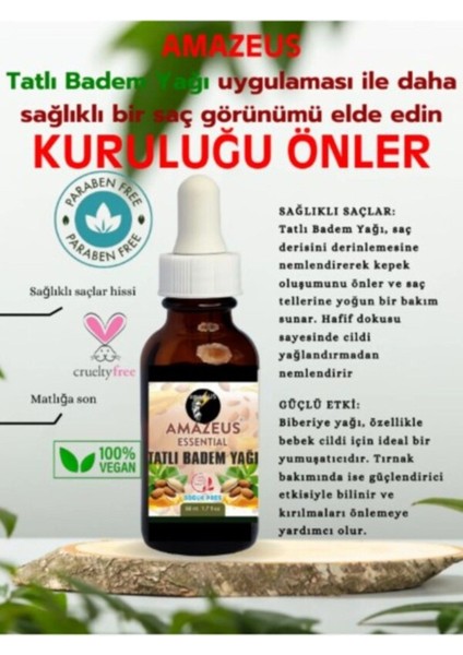 Hint 50 Ml, Tatlı Badem 50 Ml, Biberiye 20 ml Bitkisel Yağ Seti %100 Saf (Hediyeli Ürün)
