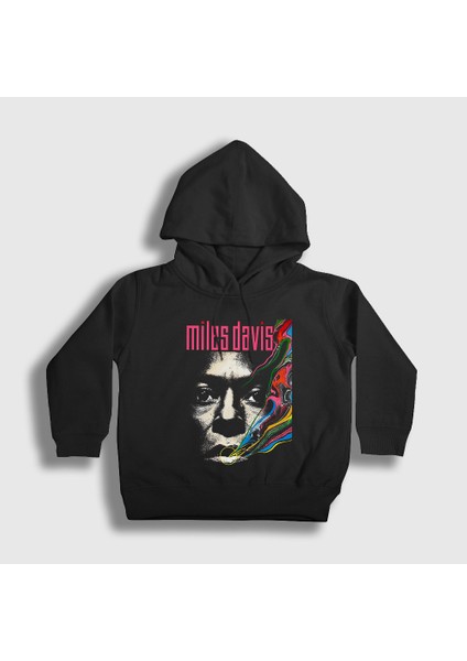 Unisex Çocuk Siyah Colors Miles Davis Kapüşonlu Sweatshirt