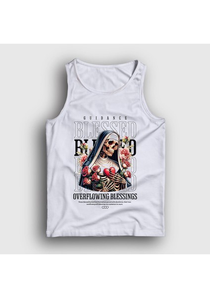 Unisex Beyaz Blessed By God Skull Nun Atlet