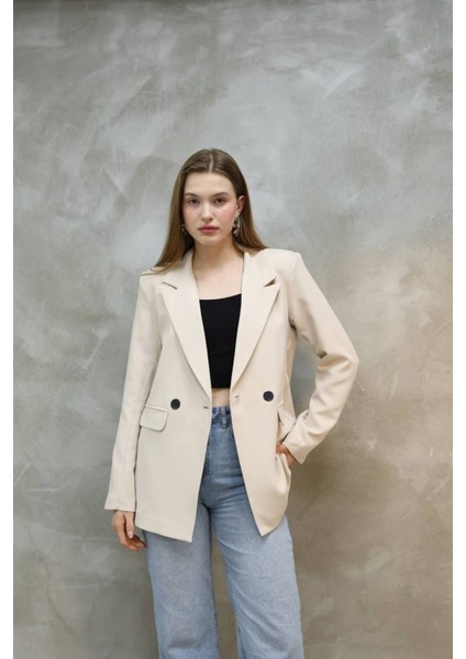 Kadın Tek Düğmeli Blazer Ceket