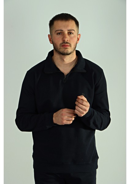 Pike Yarım Fermuar Sweat Lacivert