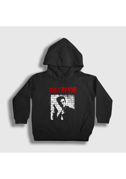 Unisex Çocuk Siyah Max Payne Oyun Kapüşonlu Sweatshirt
