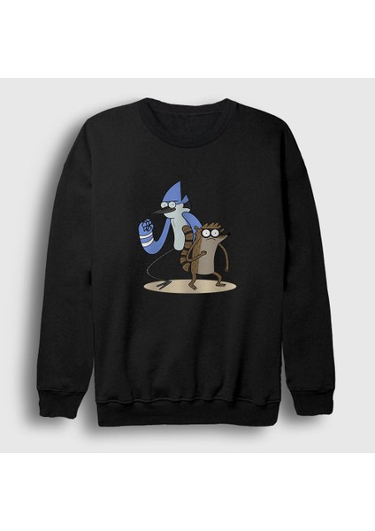Unisex Siyah Mordecai And Rigby Regular Show Sweatshirt