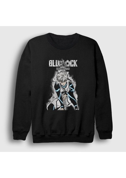 Unisex Siyah Seishiro Nagi Futbol Soccer Anime Bluelock Sweatshirt