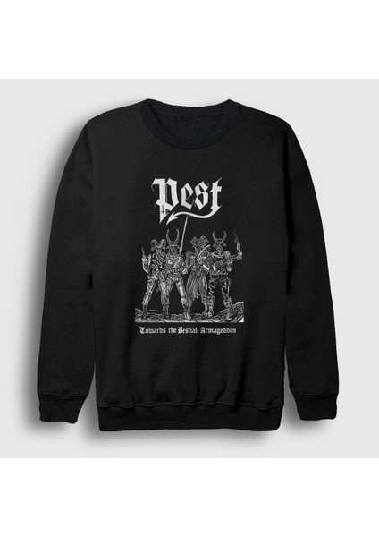 Unisex Siyah Towards The Bestial Armageddon Pest Sweatshirt