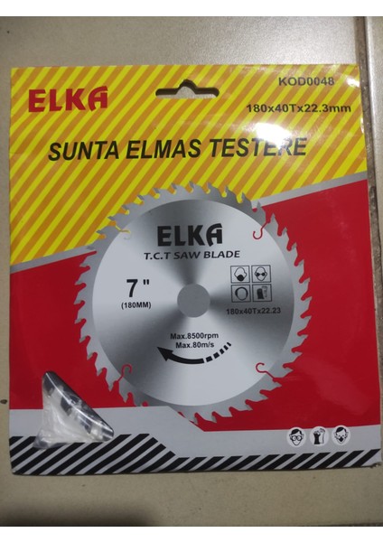 Sunta Elmas Testere 180X40TX22.23 mm KODU:0048 1 Adet Sağlam .